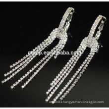 Fashion Hot Sale Charming Long Silver Hanging Rhinestone Stud Earrings